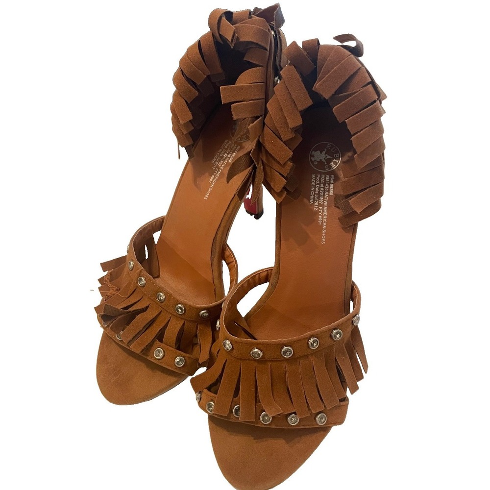Rubies Mohawk Shoes Women 5-6 Brown Fringe Heels Western Halloween Costume
